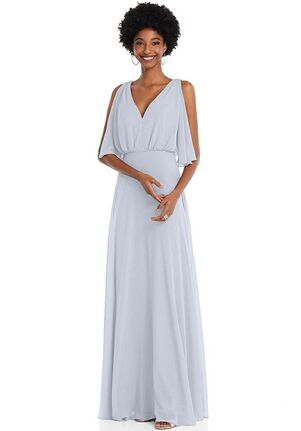 Dessy Group V-Neck Split Sleeve Blouson Bodice Maxi Dress - 1565 V-Neck Bridesmaid Dress