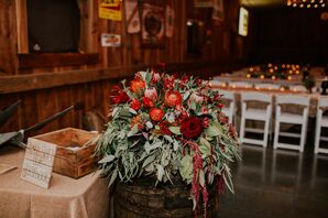 Red Protea and Amaranthus Floral Arrangement