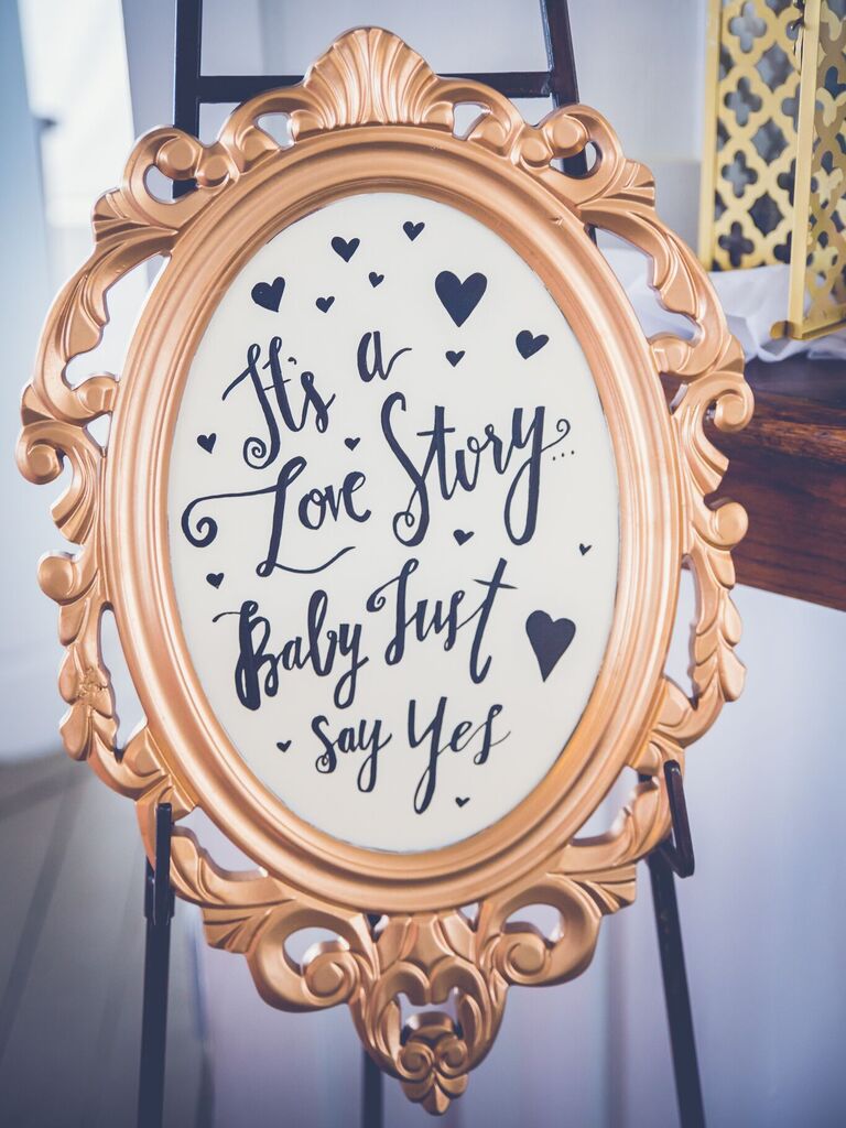 Hand-painted song lyrics sign.