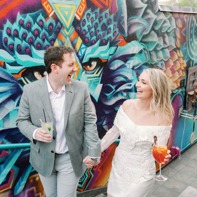 Fun candid drinks engagement photo ideas