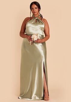 Birdy Grey Monica Dress in Satin Moss Green Bridesmaid Dress