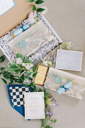 Boxed Wedding Invitation With Cake and Wax Seals