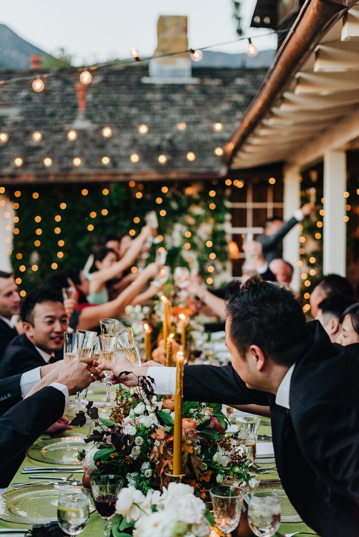Guests Toasting at Dining Table