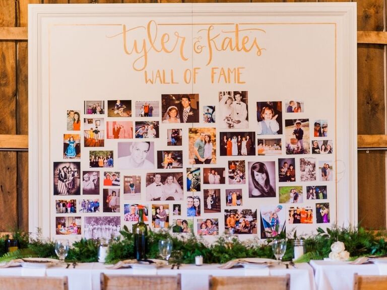 photo collage wall as reception decor