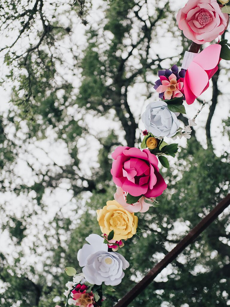 Paper flower garland decor