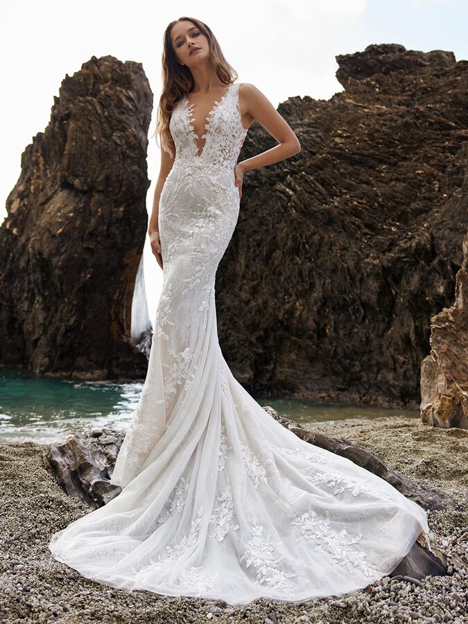 Ines by Ines Di Santo embellished sleeveless trumpet gown