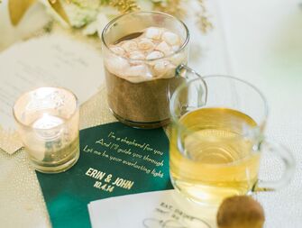 Hot Chocolate and Apple Cider with Custom Napkins
