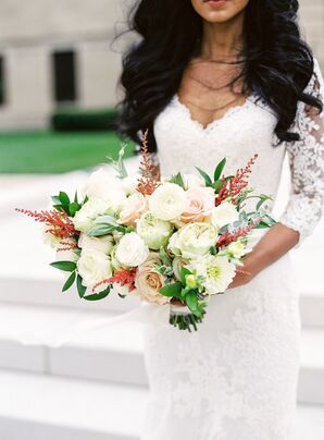 Bride in Wedding Gown With Bouquet at Columbus Museum of Art in Columbus, Ohio