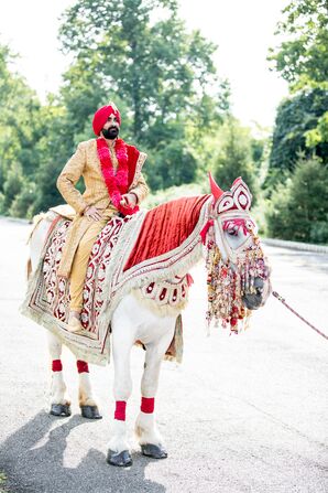 Indian Groom Makes Traditional Baraat with White Horse