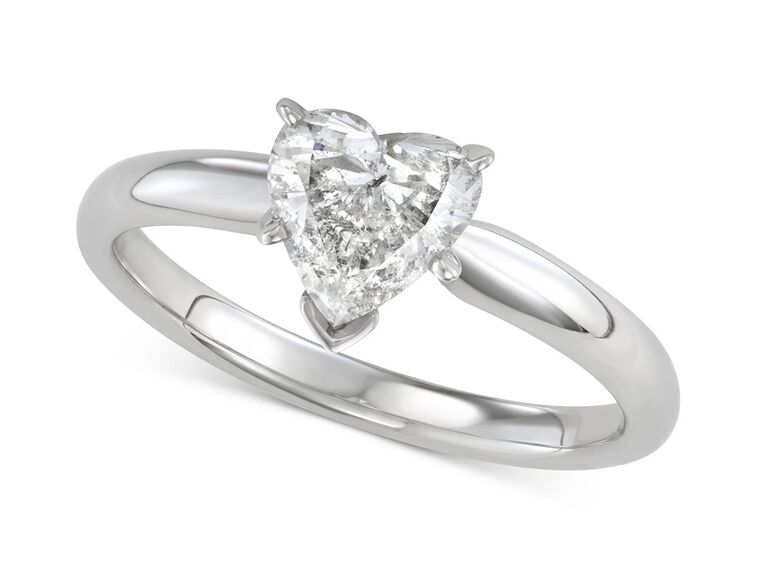 macy's diamond heart shaped engagement ring with white gold band