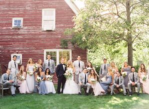 Amsale Bridesmaid Dresses and Gray Suits