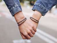 Leather customized matching bracelets for couples