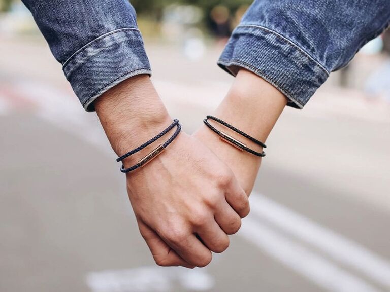 Couple with matching bracelets