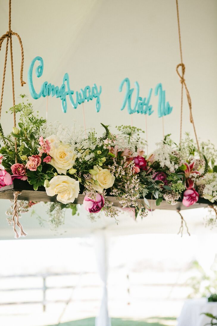 Colorful Hanging Garden Rose Flower Arrangement