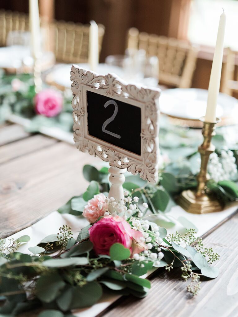 Vintage chalkboard sign wedding table number