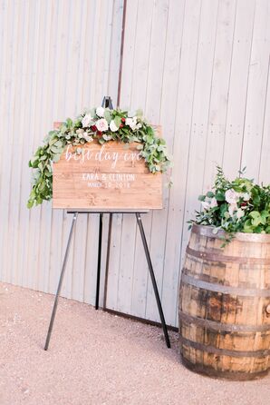 Signage with Greenery at Wedding at Allen Farmhaus