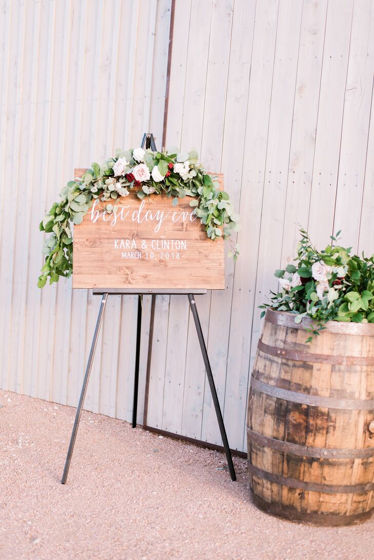Signage with Greenery at Wedding at Allen Farmhaus
