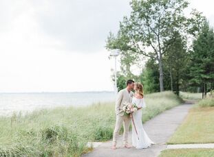 Even though they're San Diego natives, Maggie McKay and Evan Goebels wed at the bride's family cottage in East Tawas, Michigan. Their guest list had j