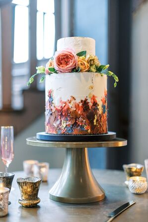 Hand-Painted Cake for Wedding at 701 Whaley in Columbia, South Carolina