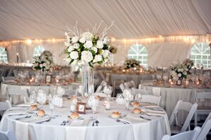 Tall White Garden-Inspired Centerpieces