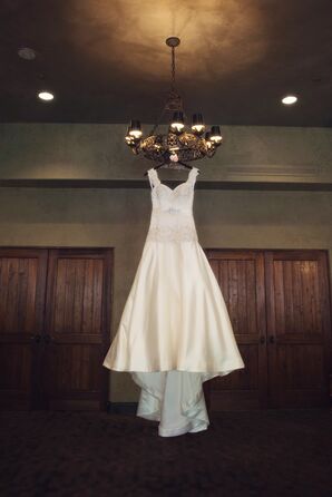 White Strapless Gown with Embellished Beaded Bodice