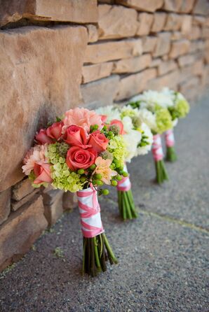 Pale Coral and Light Green Bridal Bouquet