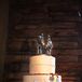 Wedding Cake with Horseshoes and Western Horse Toppers