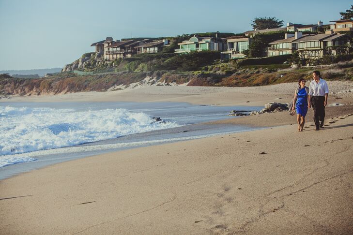 Couple Walking on Beach in Carmel
