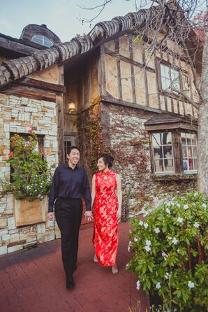 Groom and Bride Wearing Chinese Clothing