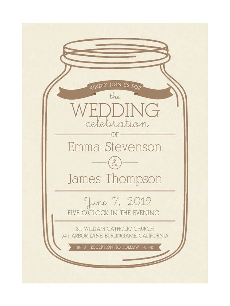 Mason jar rustic wedding invitation