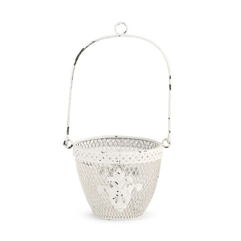 White metal flower basket for your wedding flower girl 