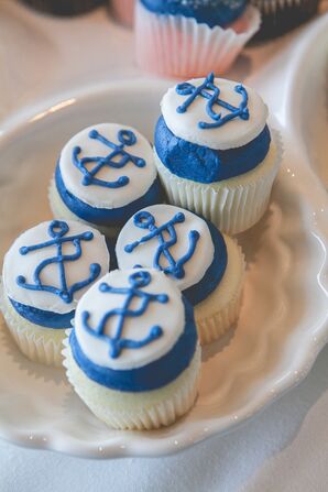 Anchor-Detailed Blue and White Cupcakes