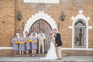 Becky and Rob With Nautical Wedding Party