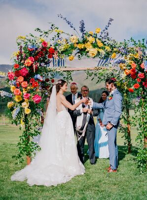 Couple Under Chuppah at Jewish Wedding Ceremony in Colorado