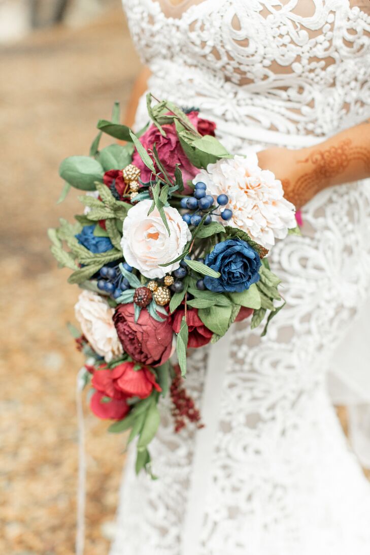 Bouquet with Faux Flowers for Wedding at Riverbed Farms in Anaheim, California