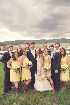rustic yellow bridesmaid dresses Rustic Bridesmaid Dresses Chiffon Plunge Neck  Lisposa