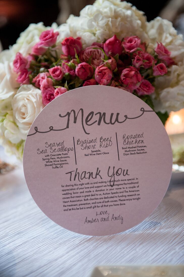 Circular Pink Wedding Menu