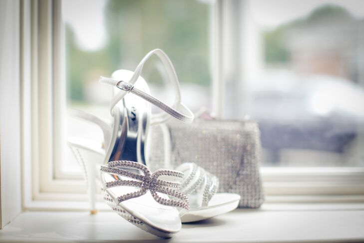 Genell wore silver shoes accented with rhinestones on the wedding day.