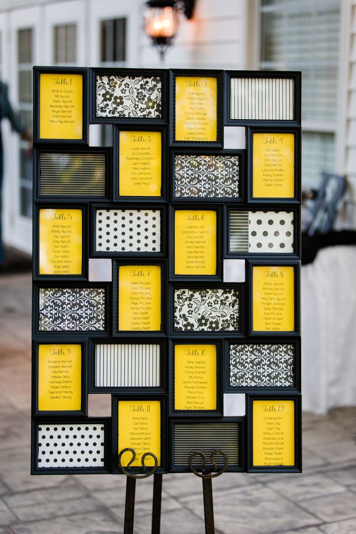 Black and Yellow Picture Frame Table Assignments Display