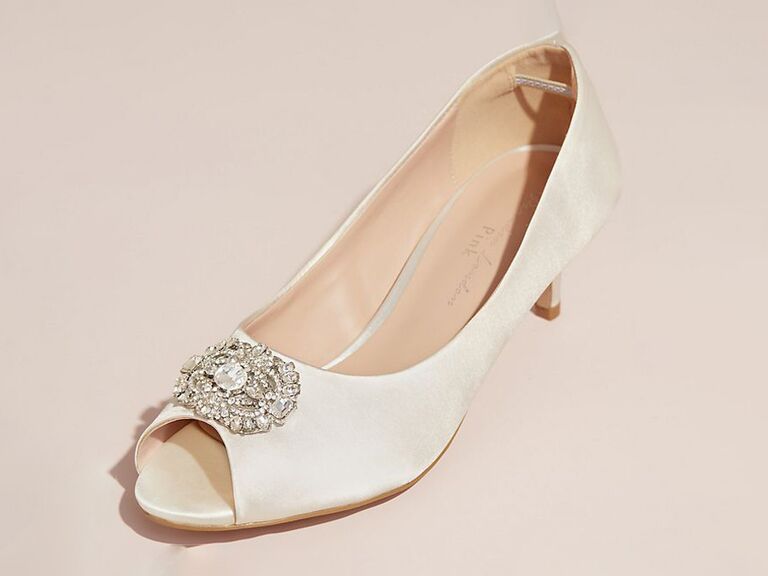 peep toe wedding shoes low heel
