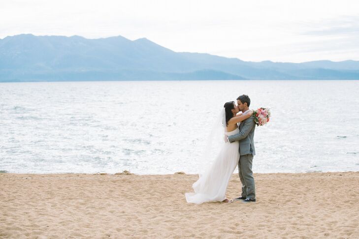 For their wedding in South Lake Tahoe, Stephanie and Daniel highlighted the cheerful vibe of the day with a palette of bright colors, lush blooms and 