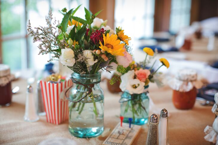 Mason Jars and Wildflower Centerpieces