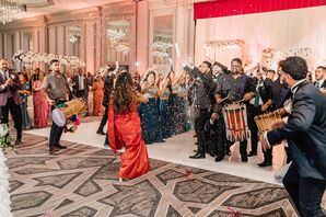 Bride's Grand Entrance With Drummers, Confetti Canons Into Elegant, Pastel Reception
