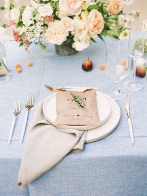 Elegant Place Setting with Blue Table Linens