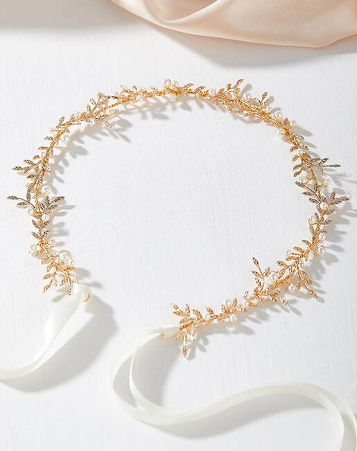 AW Bridal AW BRIDAL Gold Leaves Bridal Headpieces Wedding Headband Hair Pieces Pearl Wedding Hair Accessories for Brides Flower Girl Headpiece (Gold) Gold Headband - 2