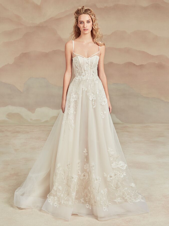 Ines Di Santo spaghetti strap A-line wedding dress