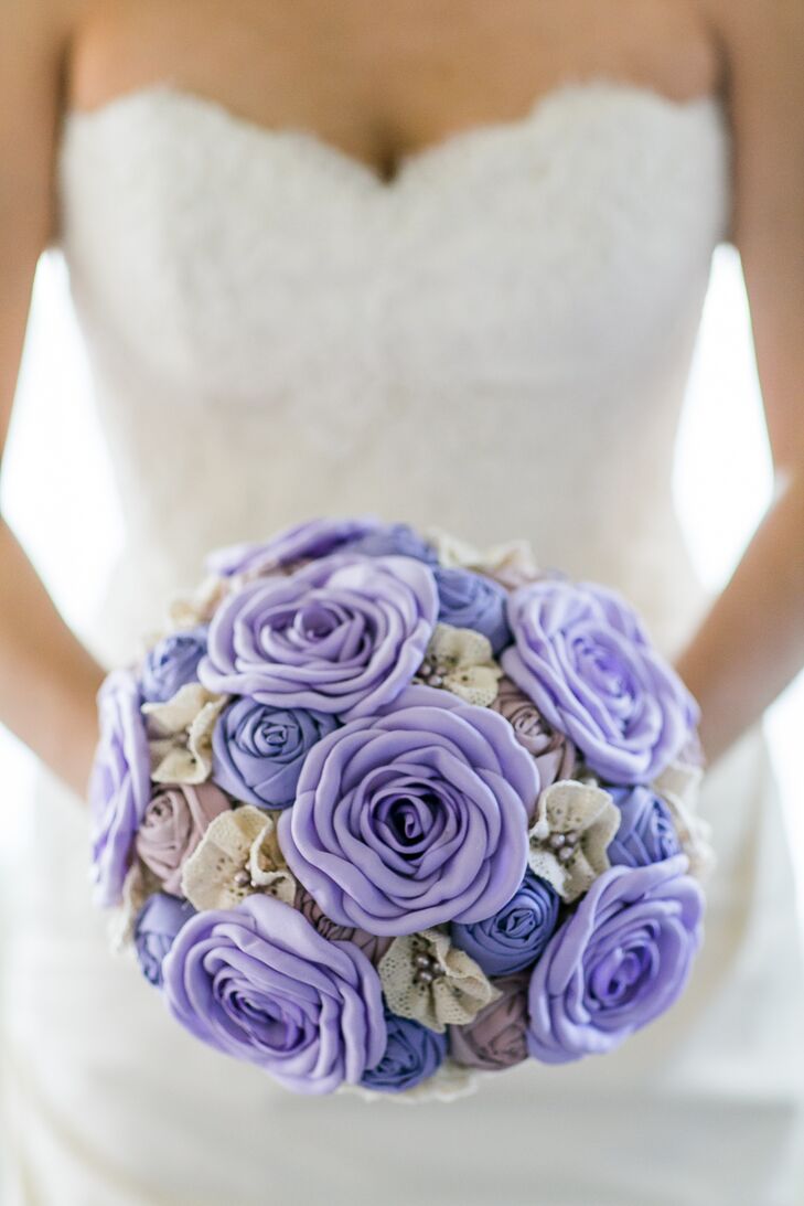 Purple Fabric Flower Bouquet