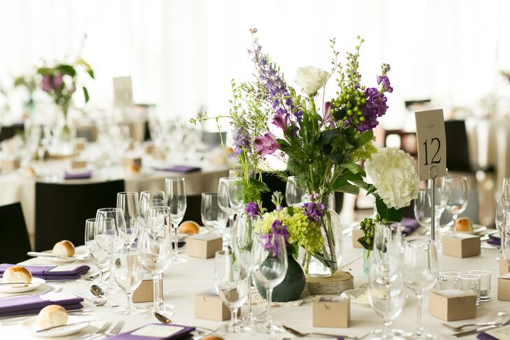 DIY Purple and Green Floral Centerpieces