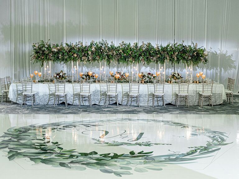Dance floor featuring custom greenery. 
