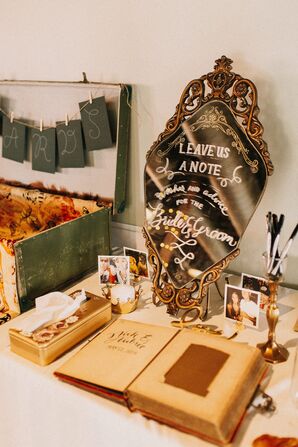 Vintage Mirror Guest Book Sign
